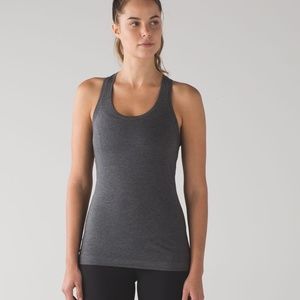 Lulu Cool Racerback Tank Dark Grey Size 2
